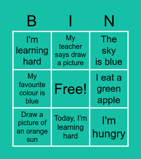DICTATION Bingo Card