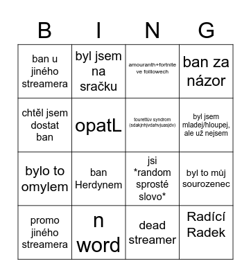 Unban bingo Card