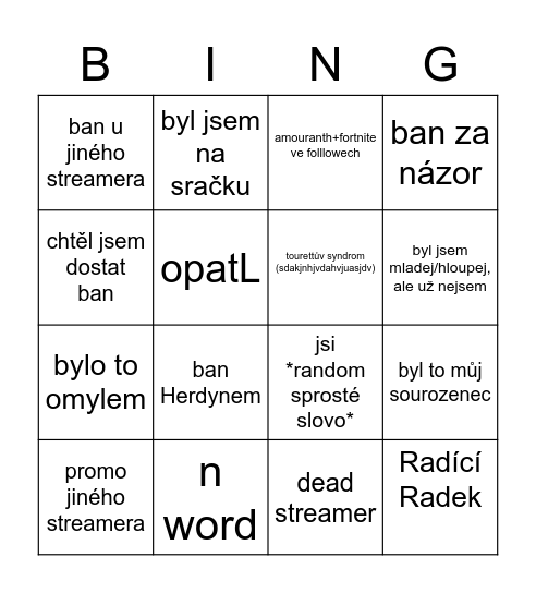 Unban bingo Card
