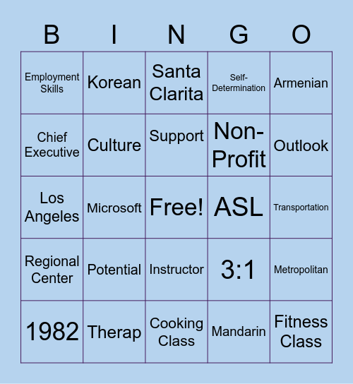 Partners for Potential Bingo Card