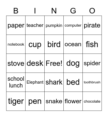 Speech Bingo-Attributes Bingo Card