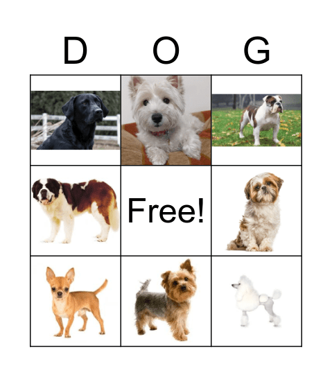 Dog Breeds Bingo Card
