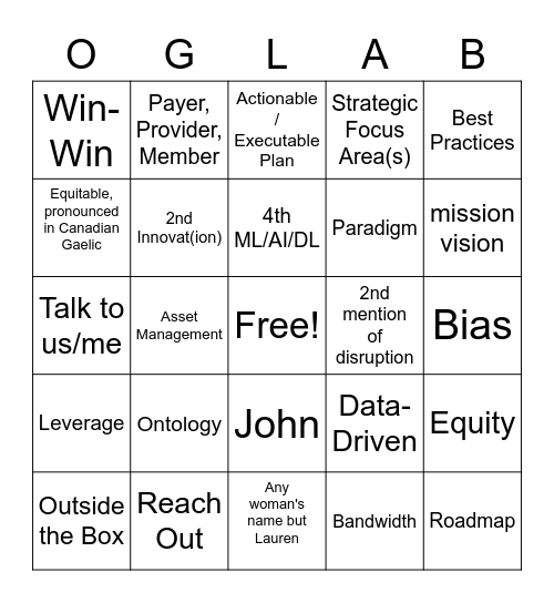 Town Hall Bingo Card