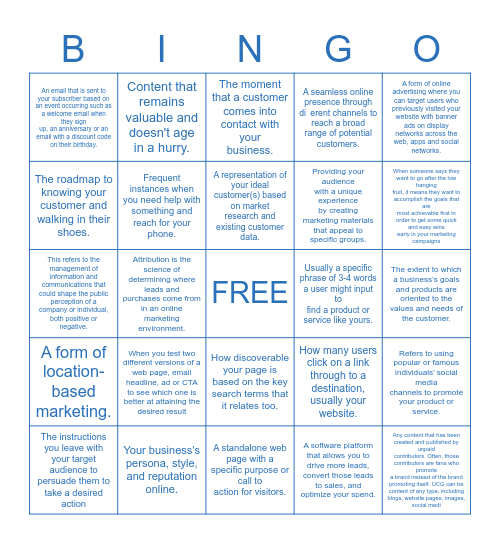 Marketing Buzzwords Bingo Card
