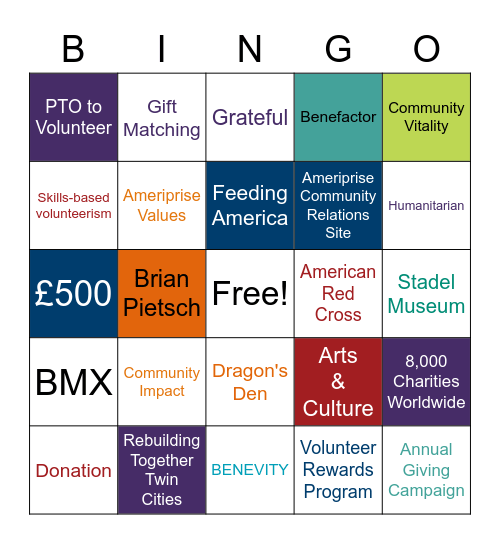2021 Annual Giving Campaign Bingo Card