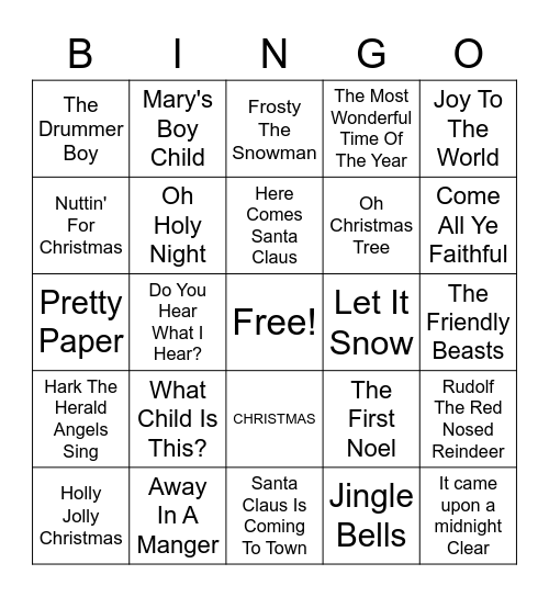 The Christmas Card Bingo Card