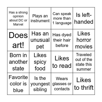 MoCo Pride Bingo Card