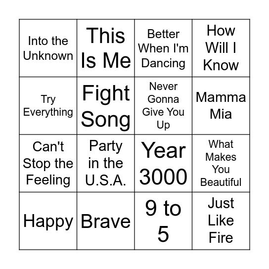 SINGO! Bingo Card
