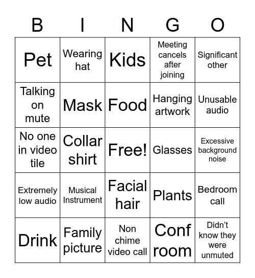 Meeting Bingo Card