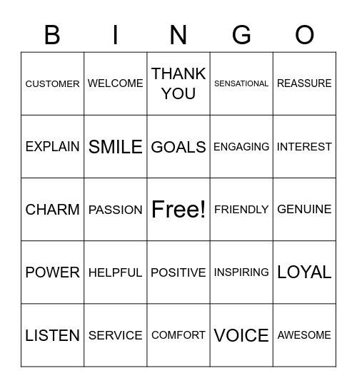 Customer Service Bingo Card