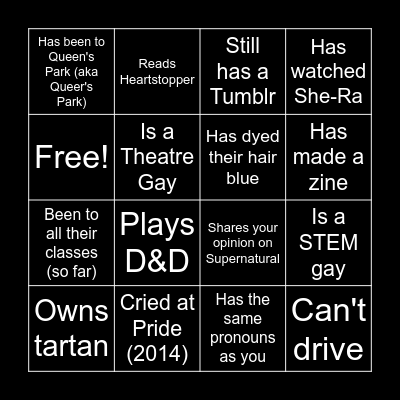 GULGBTQ+ Find Someone Who... Bingo! Bingo Card