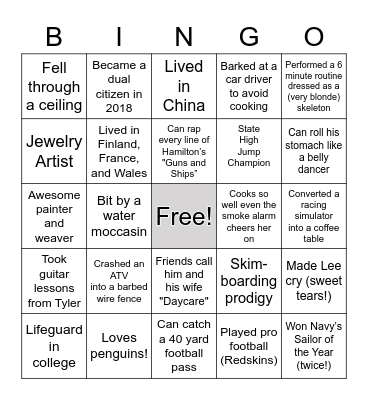 Rehearsal Dinner Bingo Card
