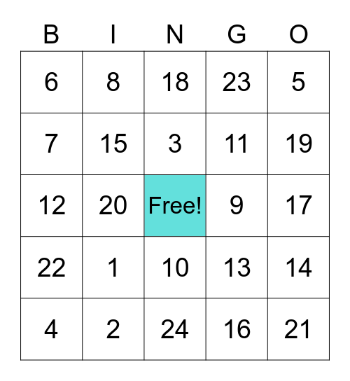 Jill's Bridal Bingo Card