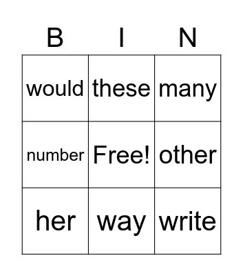Bingo! Bingo Card