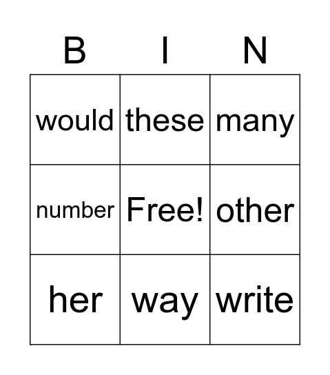 Bingo! Bingo Card