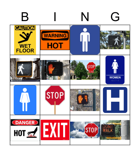 Safety Signs Bingo Card