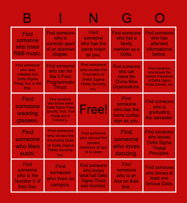 Delta Bingo Card