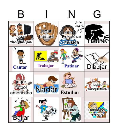 Part 2 -AR verbs Bingo Card