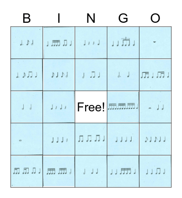 Rhythm Bingo III Bingo Card