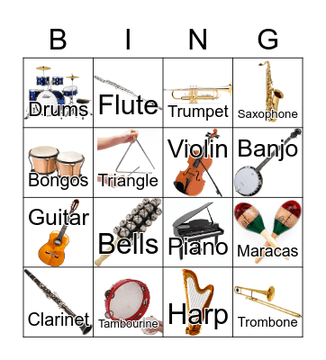 Instruments Bingo Card