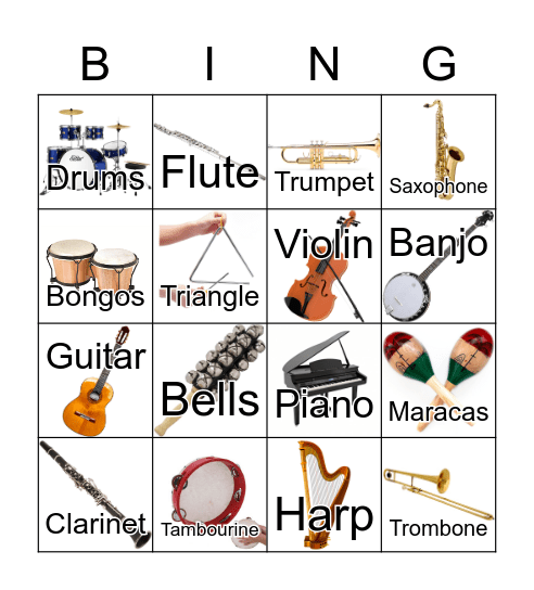 Instruments Bingo Card