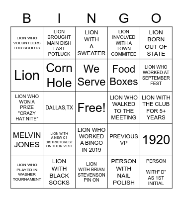 MIDLAND WEST SIDE BINGO Card