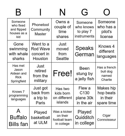 SAT6 Get to Know You Bingo Card