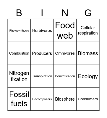 Unit 2 Bingo Card