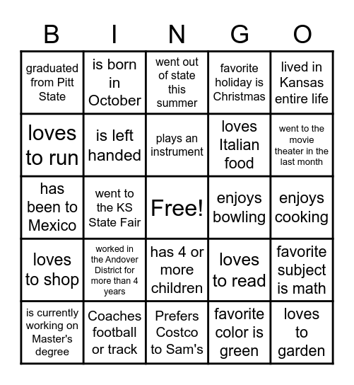 Secondary SPED BINGO Card