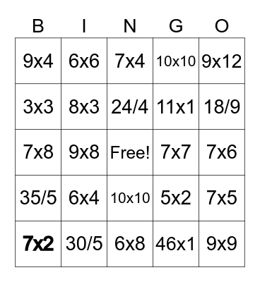 Call Cards Bingo Card