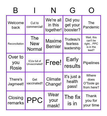 Take a shot every time... Bingo Card