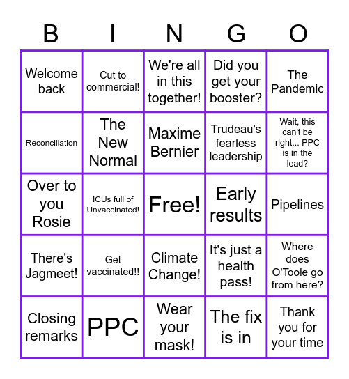 Take a shot every time... Bingo Card