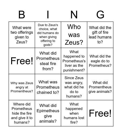 B3 L3 Reading Comprehension Bingo Card