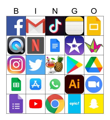 Technology App Icon Bingo! Bingo Card