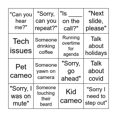 Sep DI Team Meeting Bingo Card