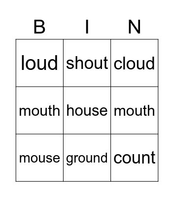 ou (mouse) words Bingo Card