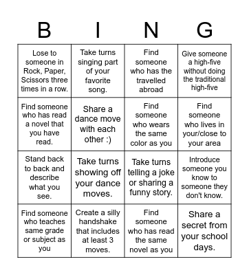 Interactive Human Bingo Card