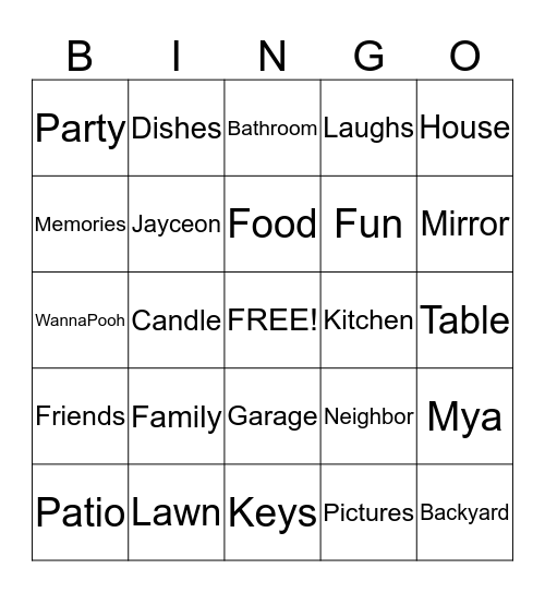 Wannapooh Housewarming  Bingo Card