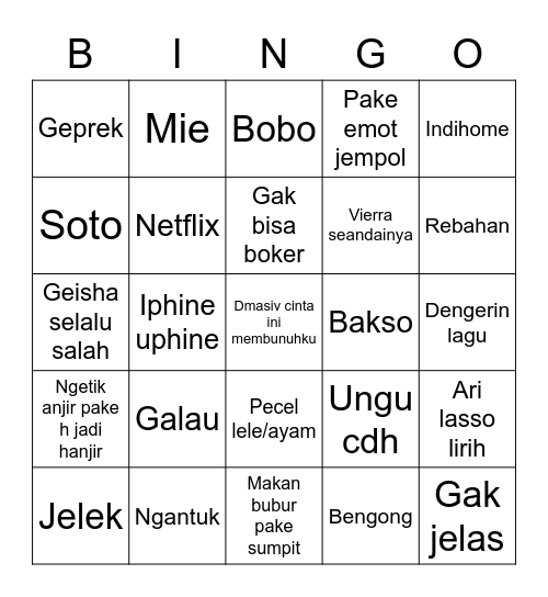 Ajun Board Bingo Card