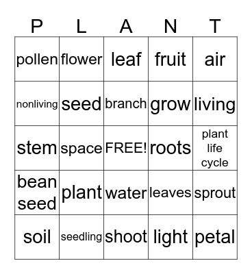 PLANT LIFE CYCLE BINGO Card
