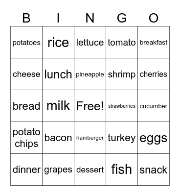 La Comida Bingo Card