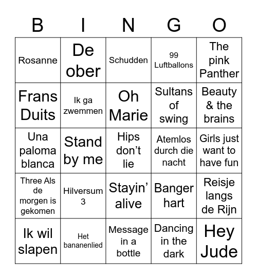 Van Gog Muziekbingo 2021 Bingo Card