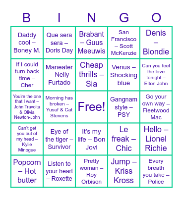 Muziekbingo Card