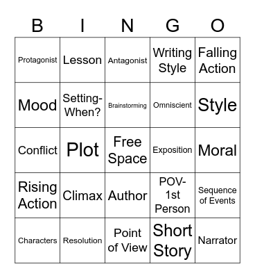 Story Elements Bingo Card