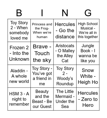 Disney Bingo! Bingo Card