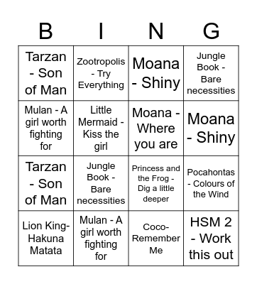 Disney Bingo! Bingo Card