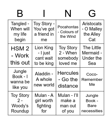 Disney Bingo! Bingo Card