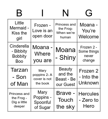 Disney Bingo! Bingo Card