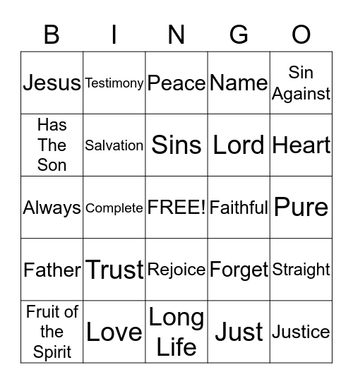 Assurance Bingo Card