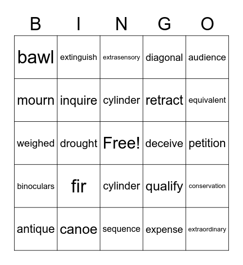 Sight Words Bingo Card